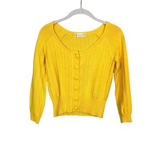 22 Octobre Yellow Cropped Cardigan Small